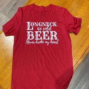 Red and White Short Sleeve Tee with Bold Graphic